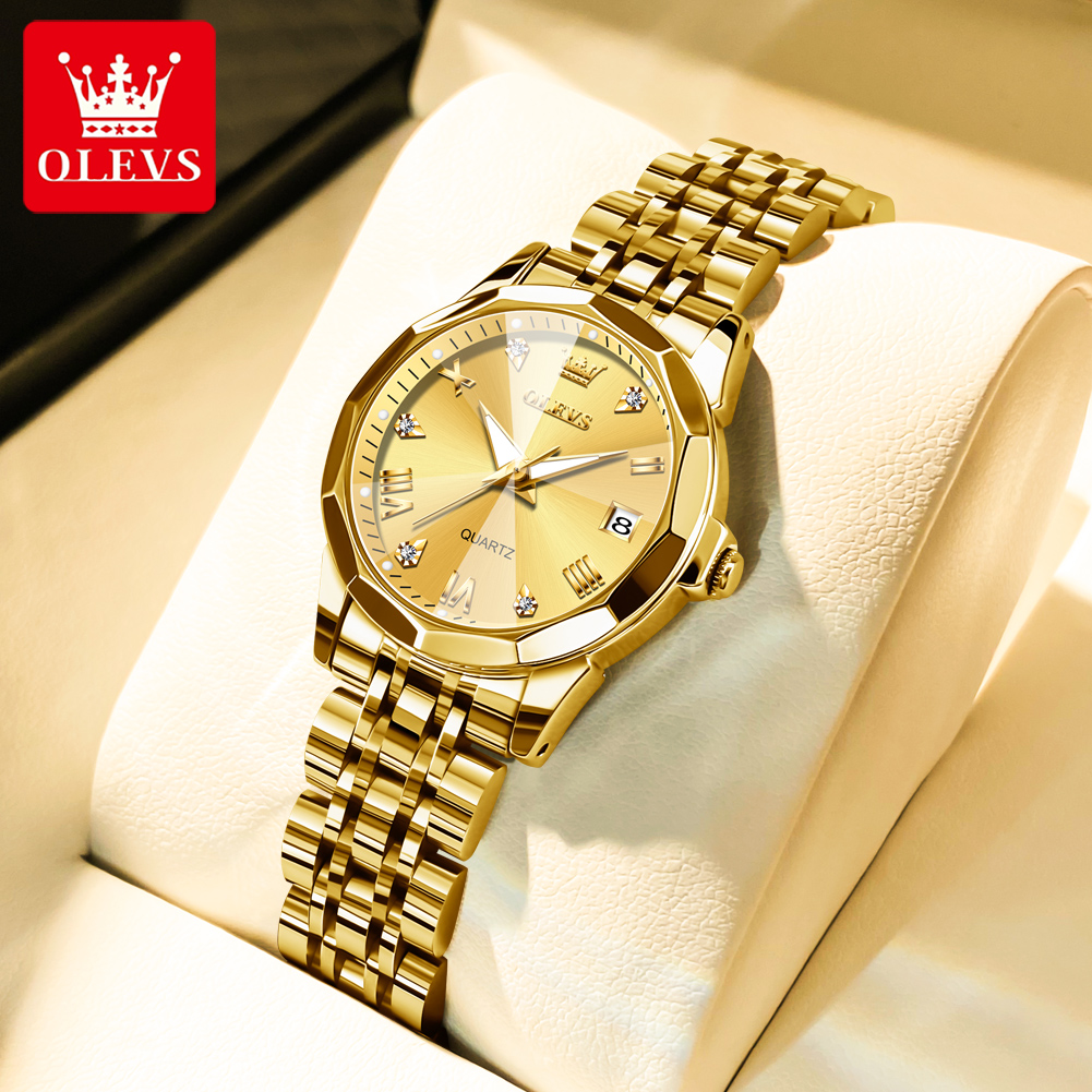 Luxury Watch Female - OLEVS модные золотые часы для женщин,